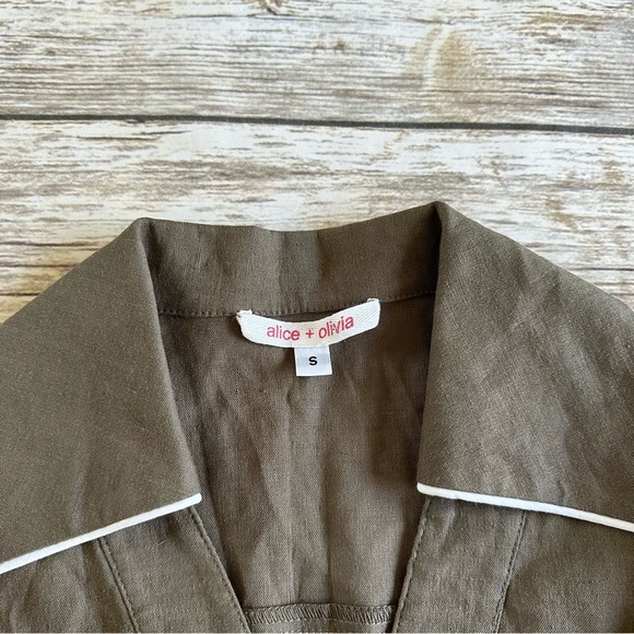 Alice + Olivia Linen Shirt Top Lace Up Front S - Picture 3 of 7